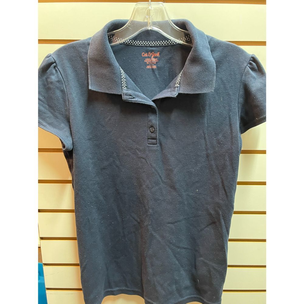 Girls Navy Blue Collard Uniform Shirt Size XL
